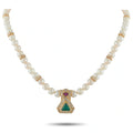 LB Exclusive 18K Yellow Gold 3.65ct Diamond, Emerald, and Ruby Cultured Pearl Necklace MF26- 070926