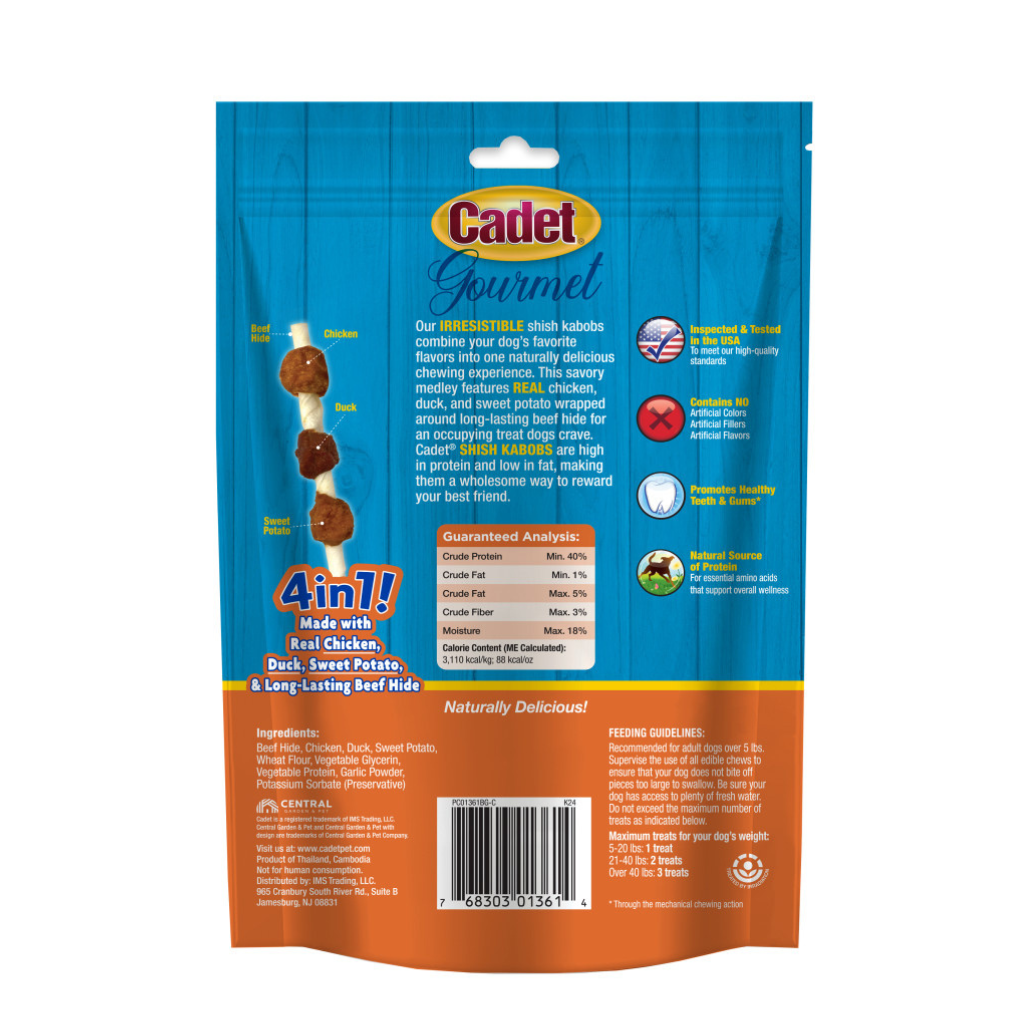 Cadet Gourmet Beef Hide Shish Kabob Dog Treats