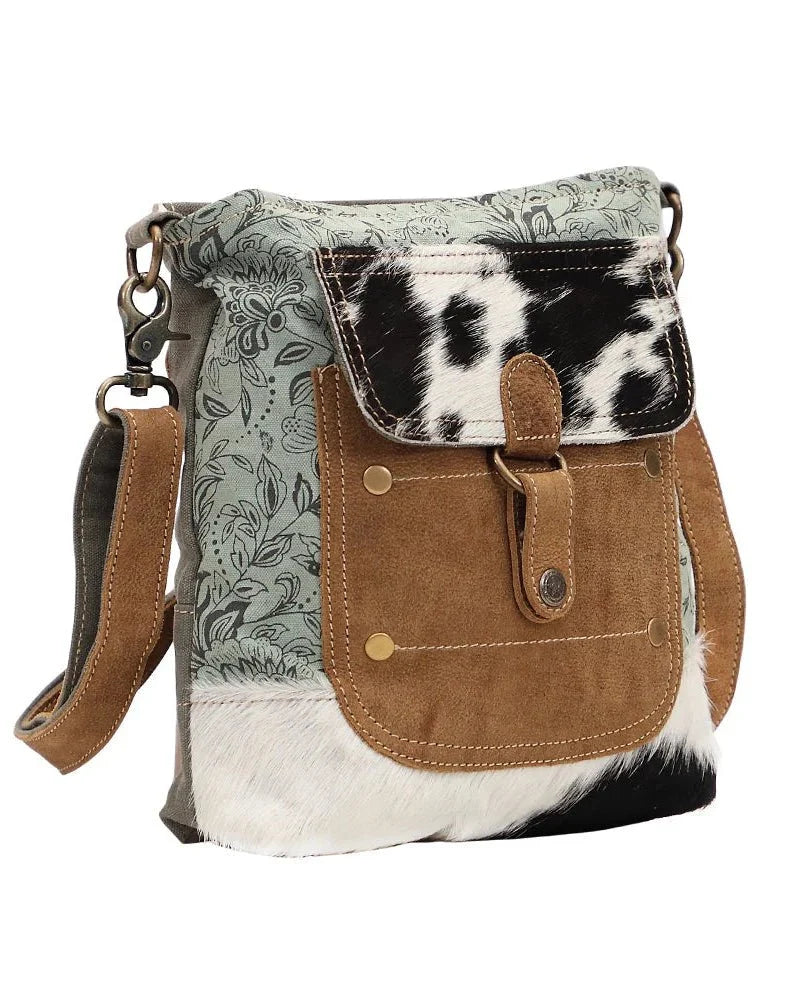 Callie Hair-On Hide Crossbody Bag in Sage by Myra Bag