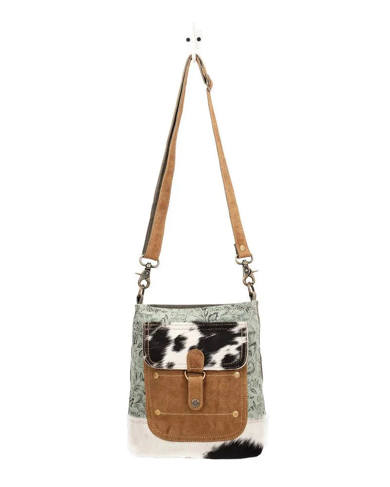 Callie Hair-On Hide Crossbody Bag in Sage by Myra Bag