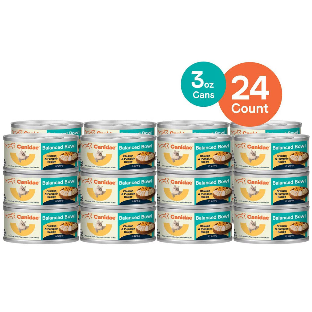 CANIDAE Balanced Bowl Chicken & Pumpkin Recipe in Gravy Wet Cat Food, 3-oz can, case of 24