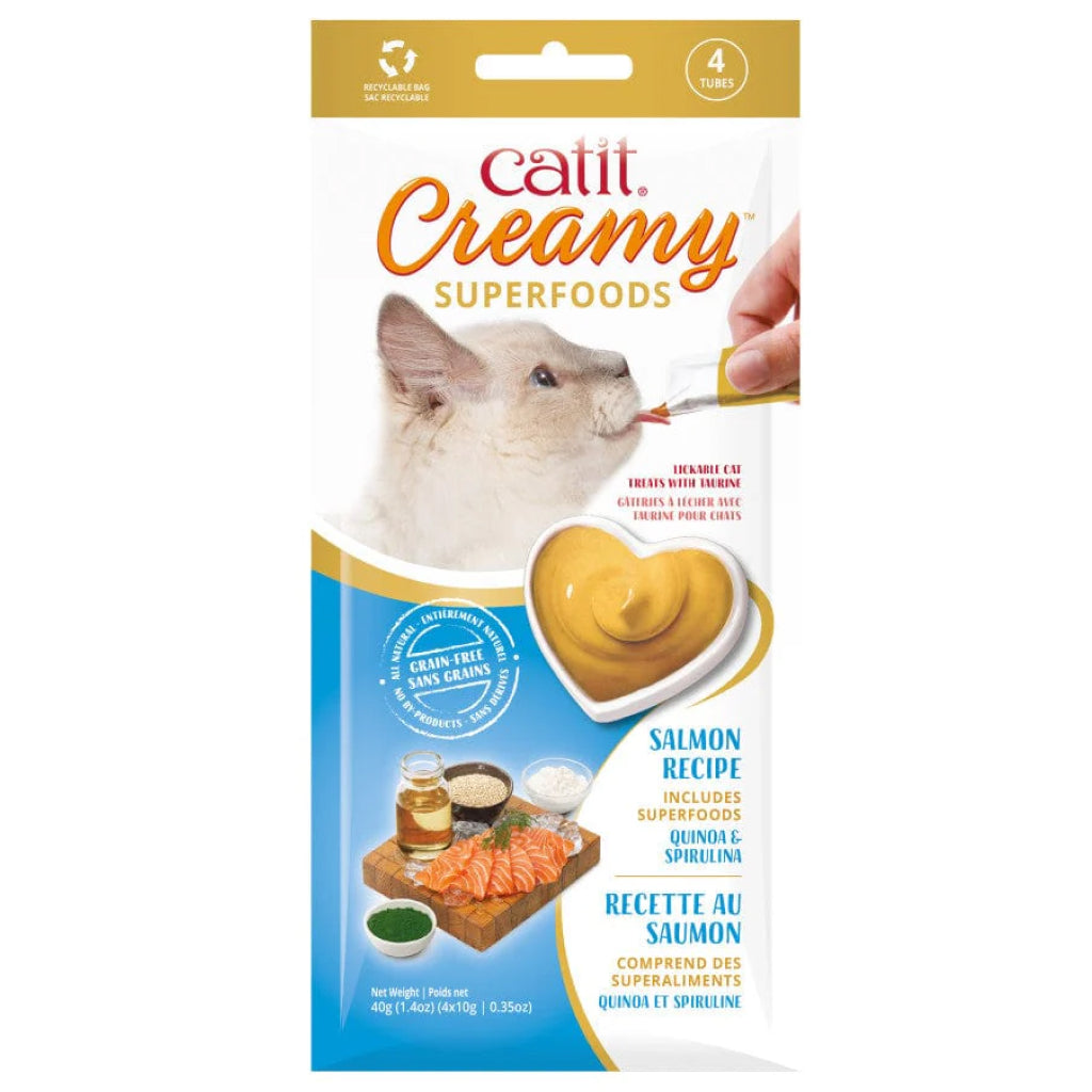 Catit Creamy Superfood Salmon Recipe with Quinoa & Spirulina Lickable Treats for Cats