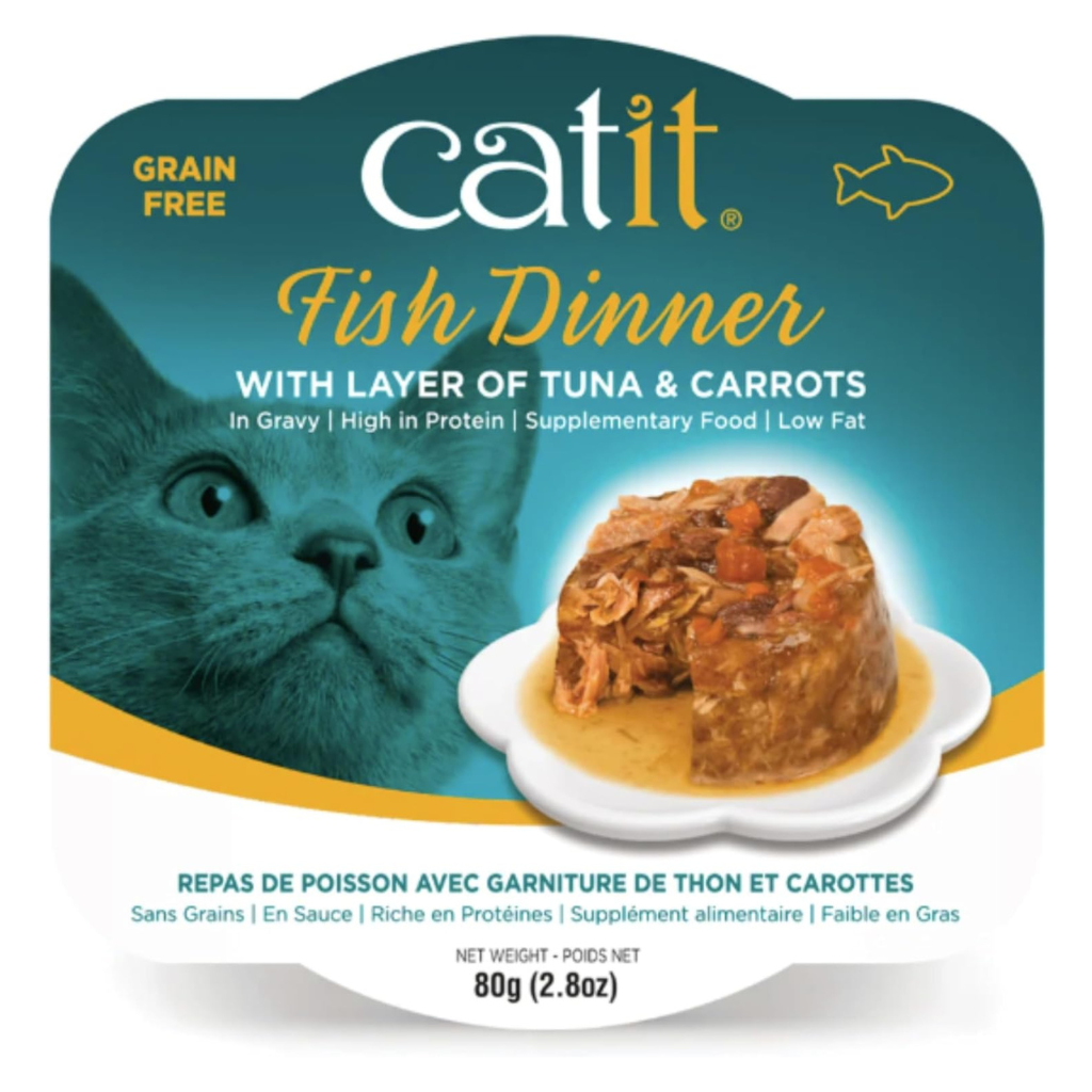 Catit Dinner Variety Pack Grain-Free Fish Wet Cat Food Topper (2.6 oz Can, Case of 12)