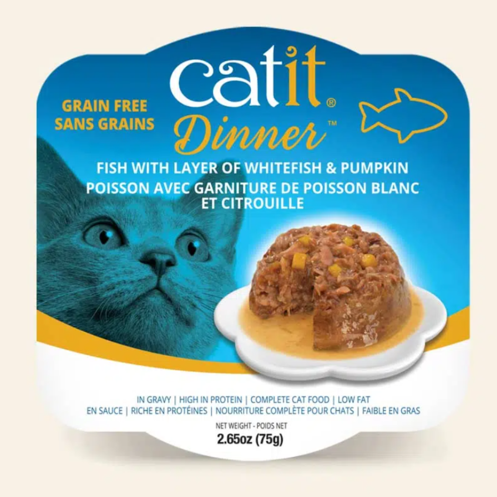 Catit Dinner Variety Pack Grain-Free Fish Wet Cat Food Topper (2.6 oz Can, Case of 12)