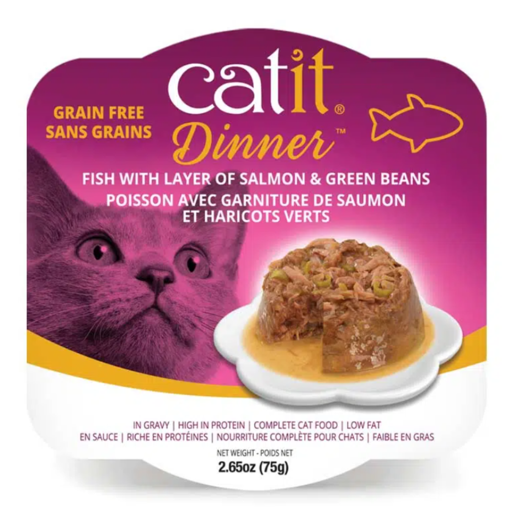 Catit Fish Dinner with Salmon & Green Beans, 2.65-oz
