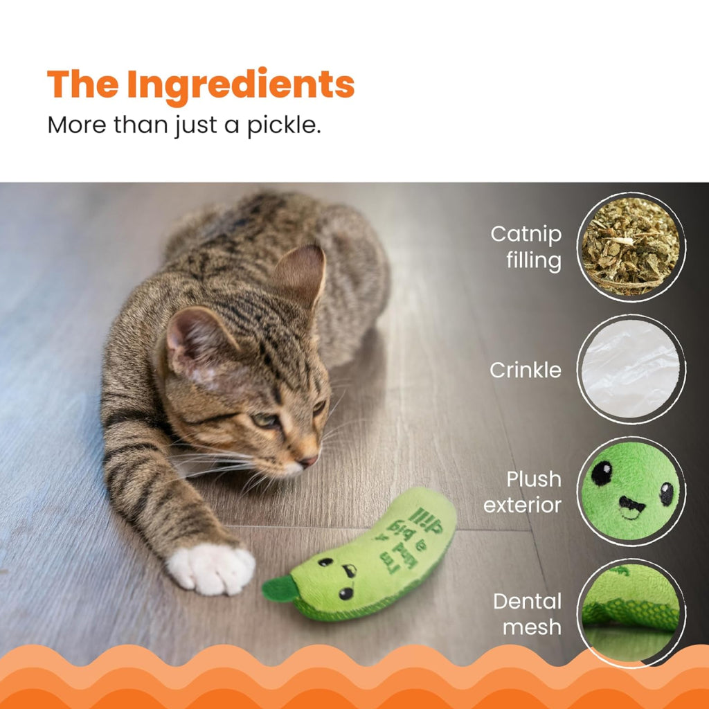 Catstages Crunchy Pickle Kicker Plush Cat Toy with Catnip
