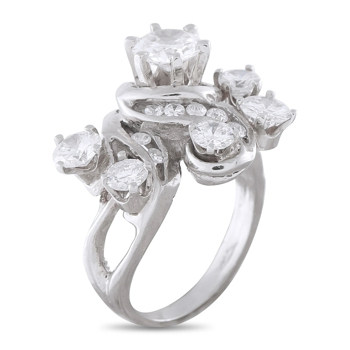 LB Exclusive 14K White Gold 2.15ct Diamond Cluster Ring MF16-070626
