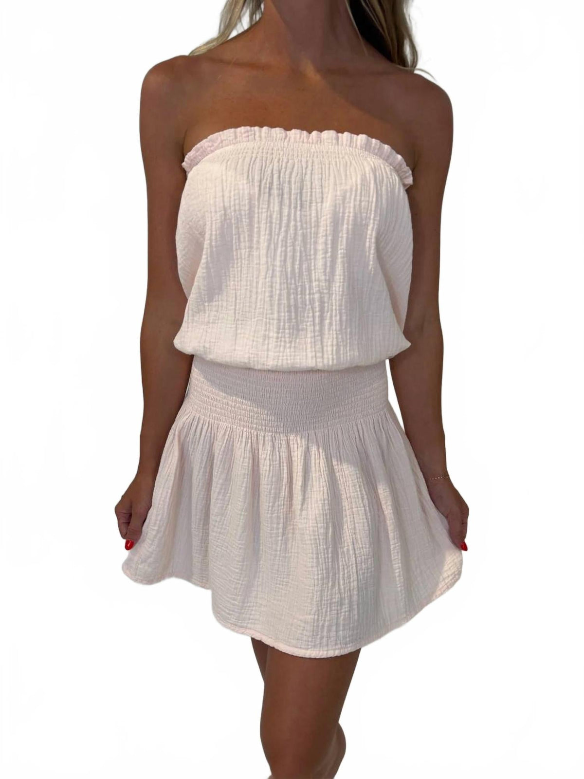 Women's Smocked Tube Dress In Himalayan Salt
