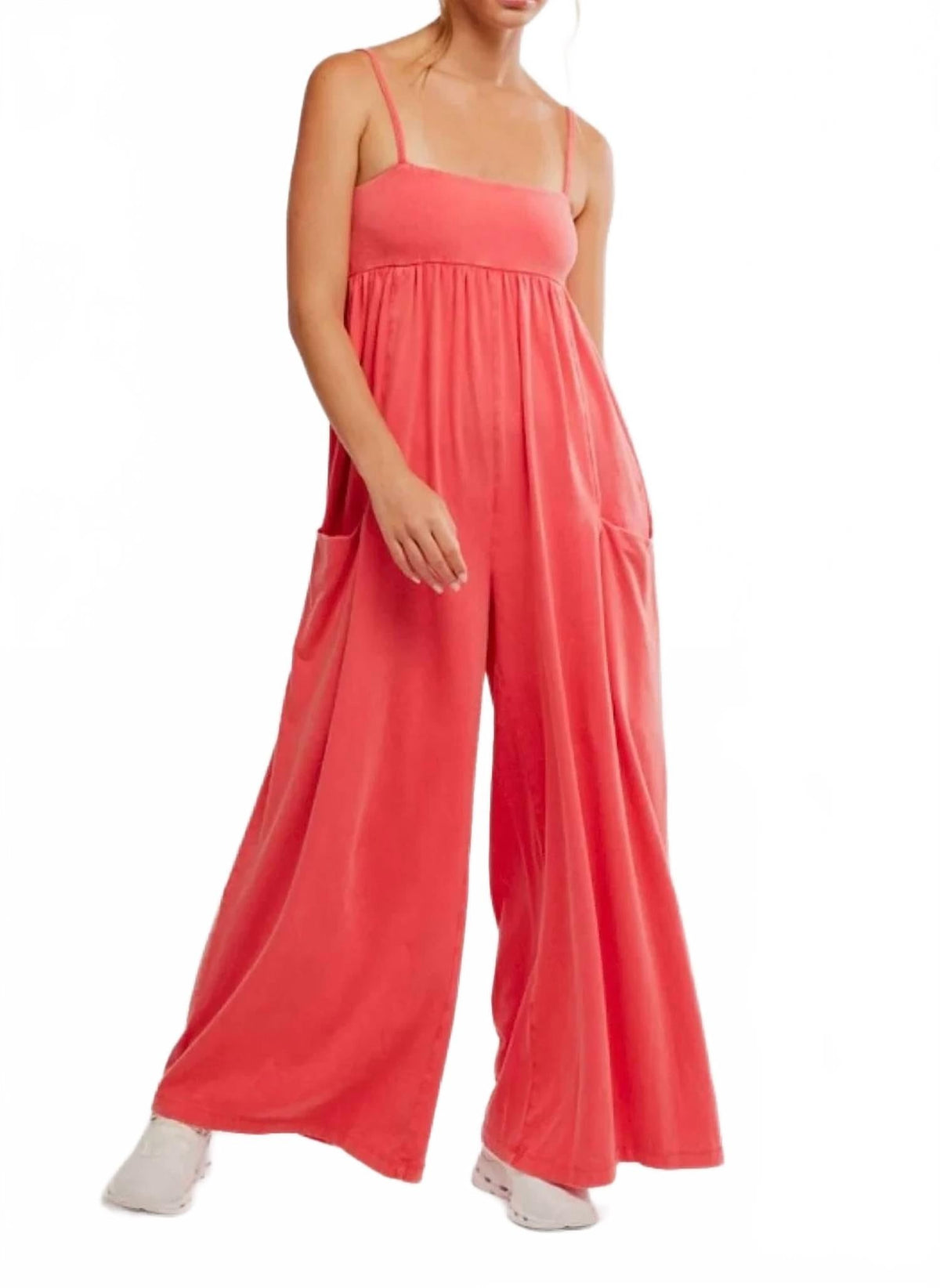 Hot Shot Strappy Onesie Jumpsuit In Grapefruit