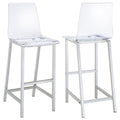 Modern Clear Bar Stools with Polished Chrome Metal Legs
