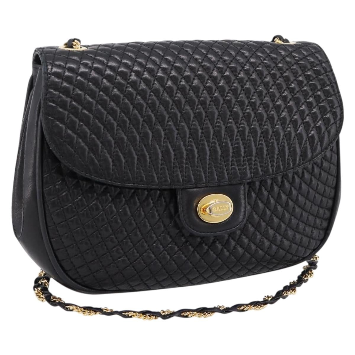 Bally Vintage Chain Quilted Leather Leather Shoulder Bag Bag (Pre-Owned)