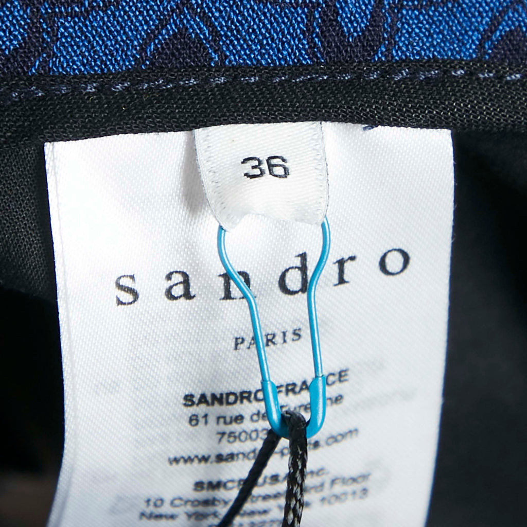 Sandro Blue Jacquard Crepe Amparo Pants