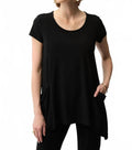 Scoop Neck Handkerchief Tunic Top In Black
