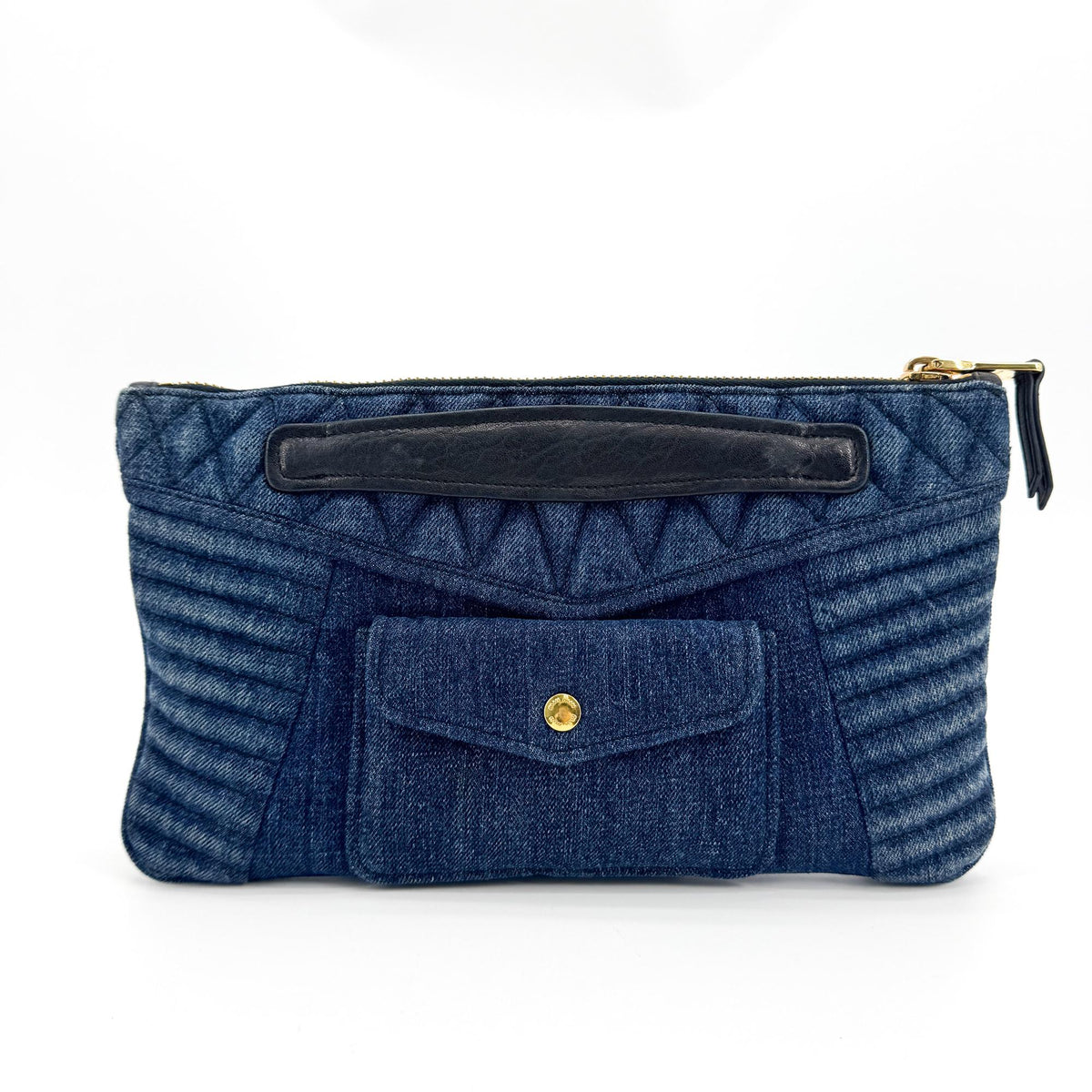 Miu Miu Denim Biker Clutch Blue