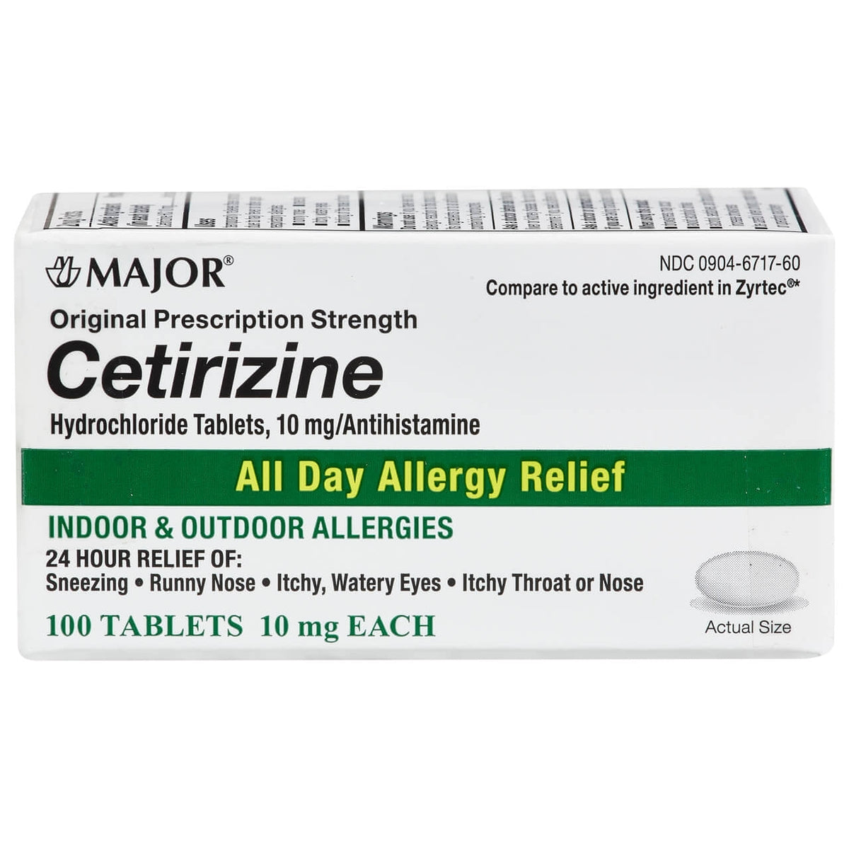 Cetirizine Hydrochloride 10mg (Manufacturer may vary) 100 Tablets