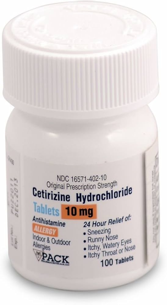 Cetirizine Hydrochloride 10mg (Manufacturer may vary) 100 Tablets