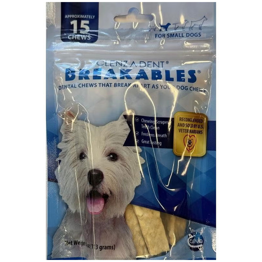 Ceva Breakables Clenz-a-dent Rawhide Dental Chews Small, 15-count