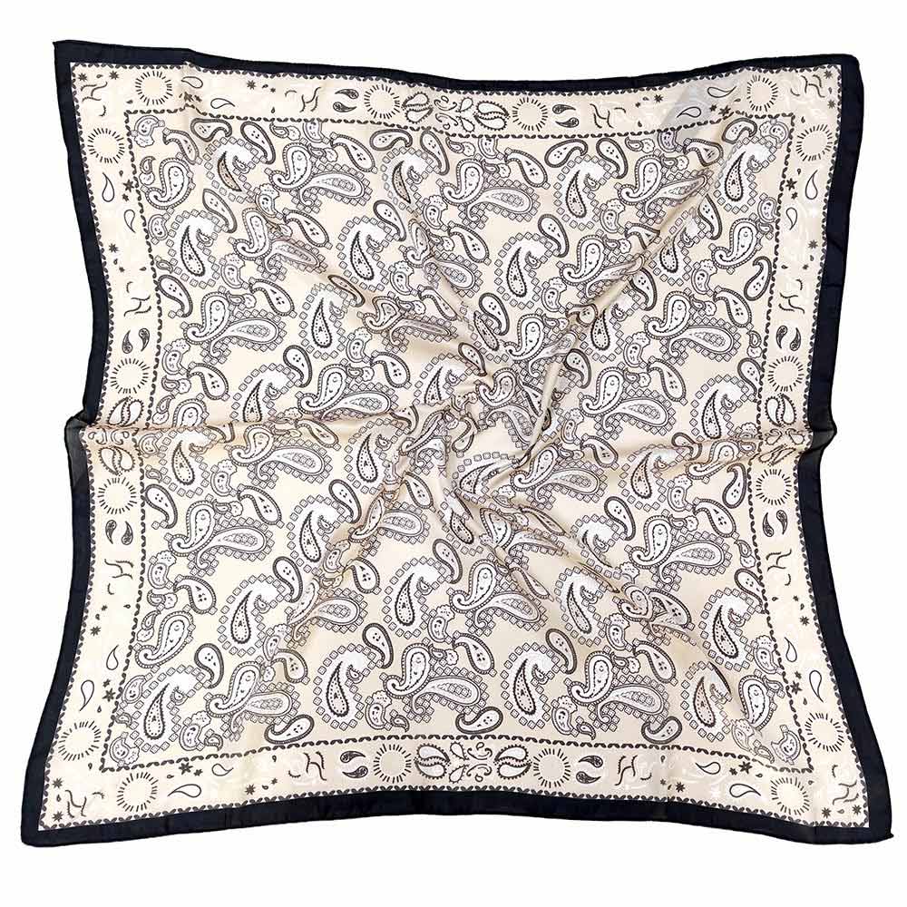 Ornate Border Paisley Pattern Print Square Scarf