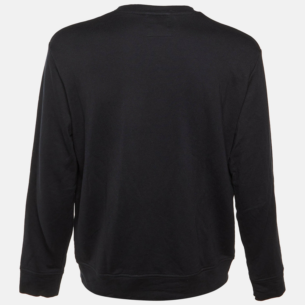 Emporio Armani Black Logo Detail Modal & Cotton Knit Sweatshirt