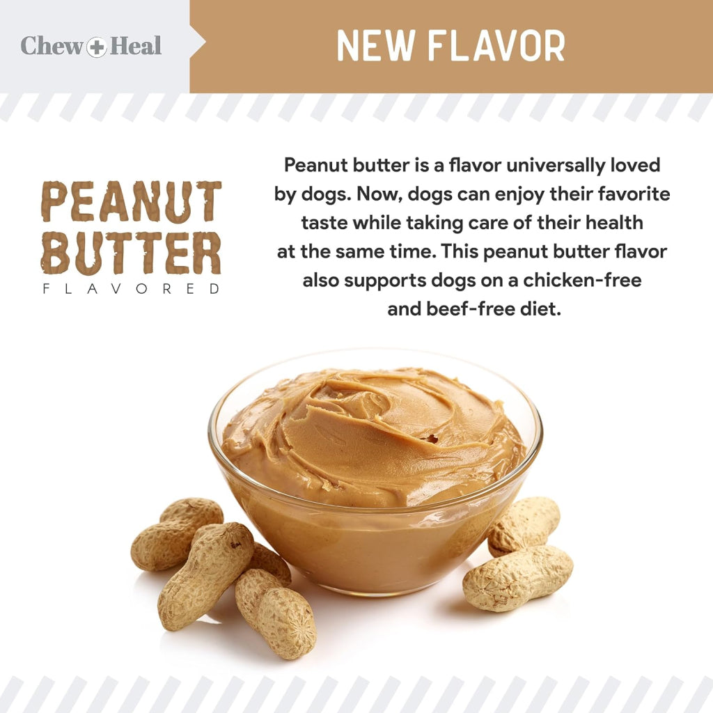 Chew + Heal Stop the Poo Chew Coprophagia Supplement for Dogs- Peanut Butter Flavor (120 Counts)