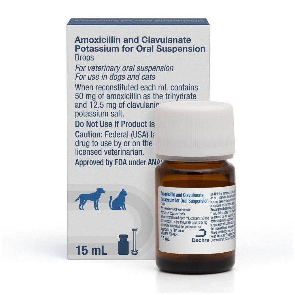 Clavacillin (amoxicillin and clavulanate potassium for oral suspension), USP Drops, 15-ml