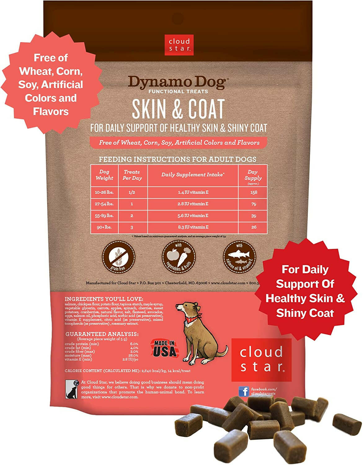 Cloud Star Dynamo Dog Functional Skin & Coat Salmon Soft Chews (14 oz)