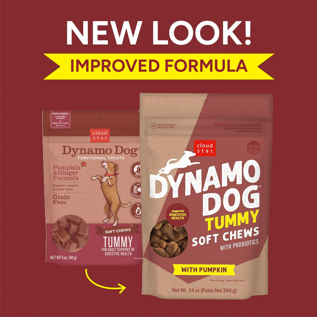 Cloud Star Dynamo Dog Tummy Soft Chews with Probiotic & Pumpkin, (14 oz)