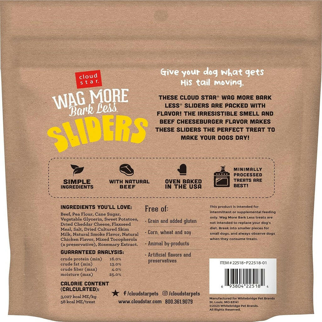 Cloud Star Wag More Bark Less Chewy Beef Cheeseburger Sliders Dog Treats (8 oz)