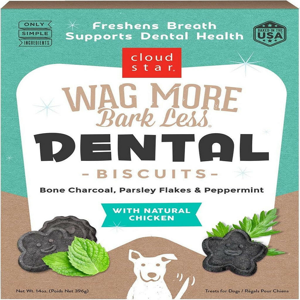 Cloud Star Wag More Bark Less Chicken, Charcoal, Parsley & Mint Dental Biscuits for Dogs (14 oz)