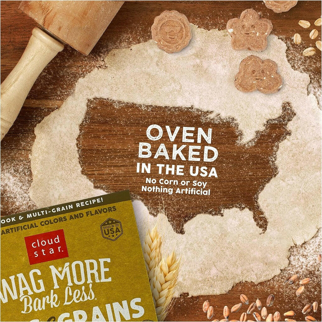 Cloud Star Wag More Bark Less Oats & Grains Peanut Butter Crunchy Dog Biscuits