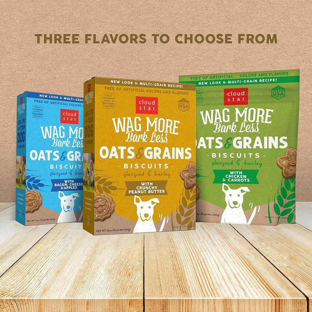 Cloud Star Wag More Bark Less Oats & Grains Peanut Butter Crunchy Dog Biscuits
