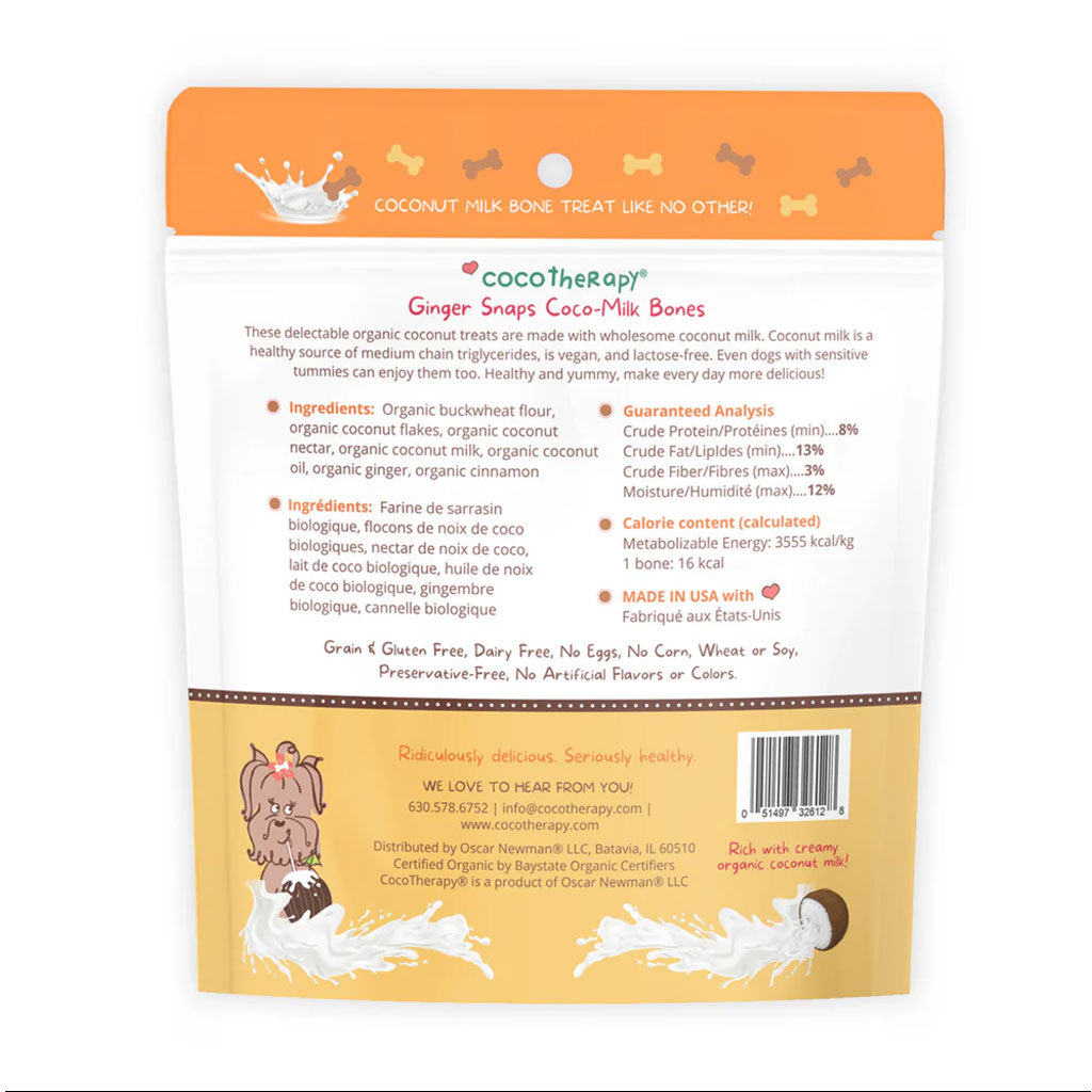 Cocotherapy Coco-Milk Bones Biscuit Organic Coconut Treat for Dogs, 6-oz