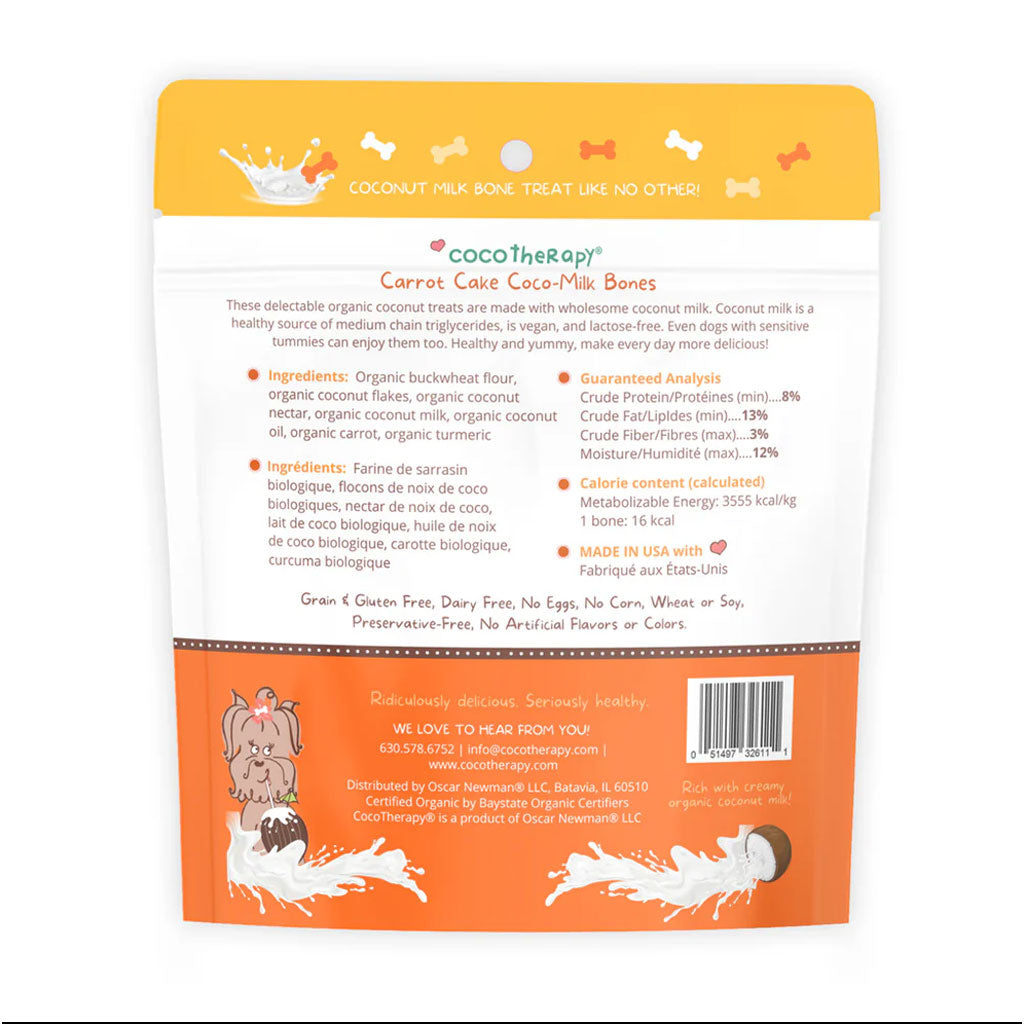 Cocotherapy Coco-Milk Bones Biscuit Organic Coconut Treat for Dogs, 6-oz