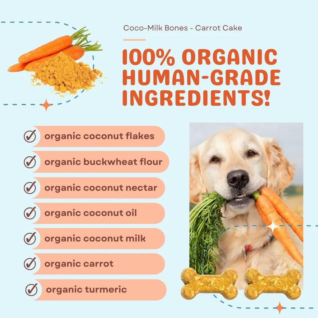Cocotherapy Coco-Milk Bones Biscuit Organic Coconut Treat for Dogs, 6-oz