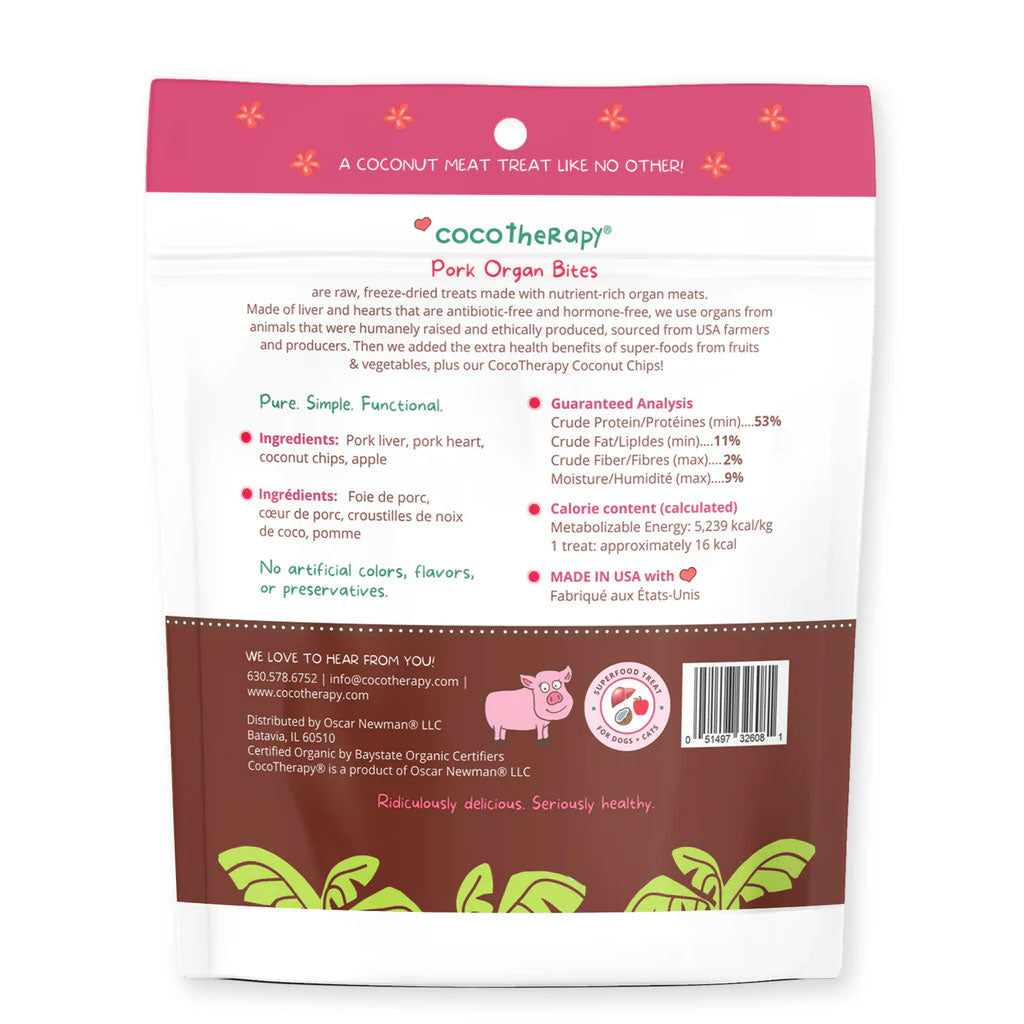 Cocotherapy Organ Bites! Raw Organ Meat Treat for Dogs and Cats, 3-oz
