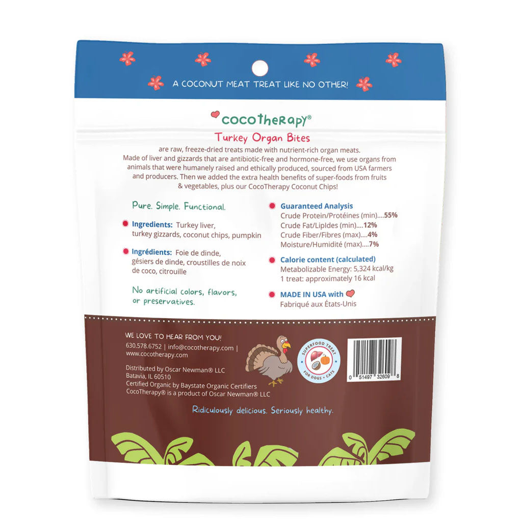 Cocotherapy Organ Bites! Raw Organ Meat Treat for Dogs and Cats, 3-oz