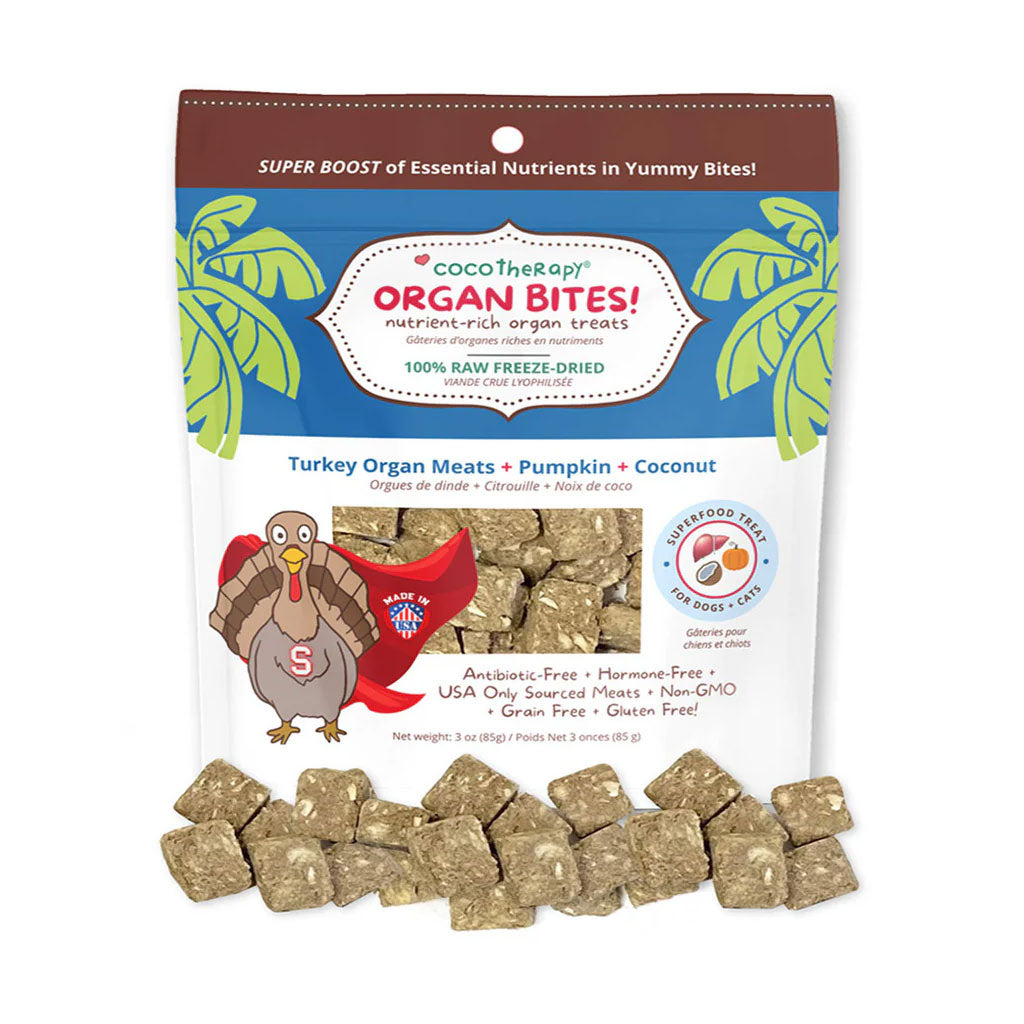 Cocotherapy Organ Bites! Raw Organ Meat Treat for Dogs and Cats, 3-oz