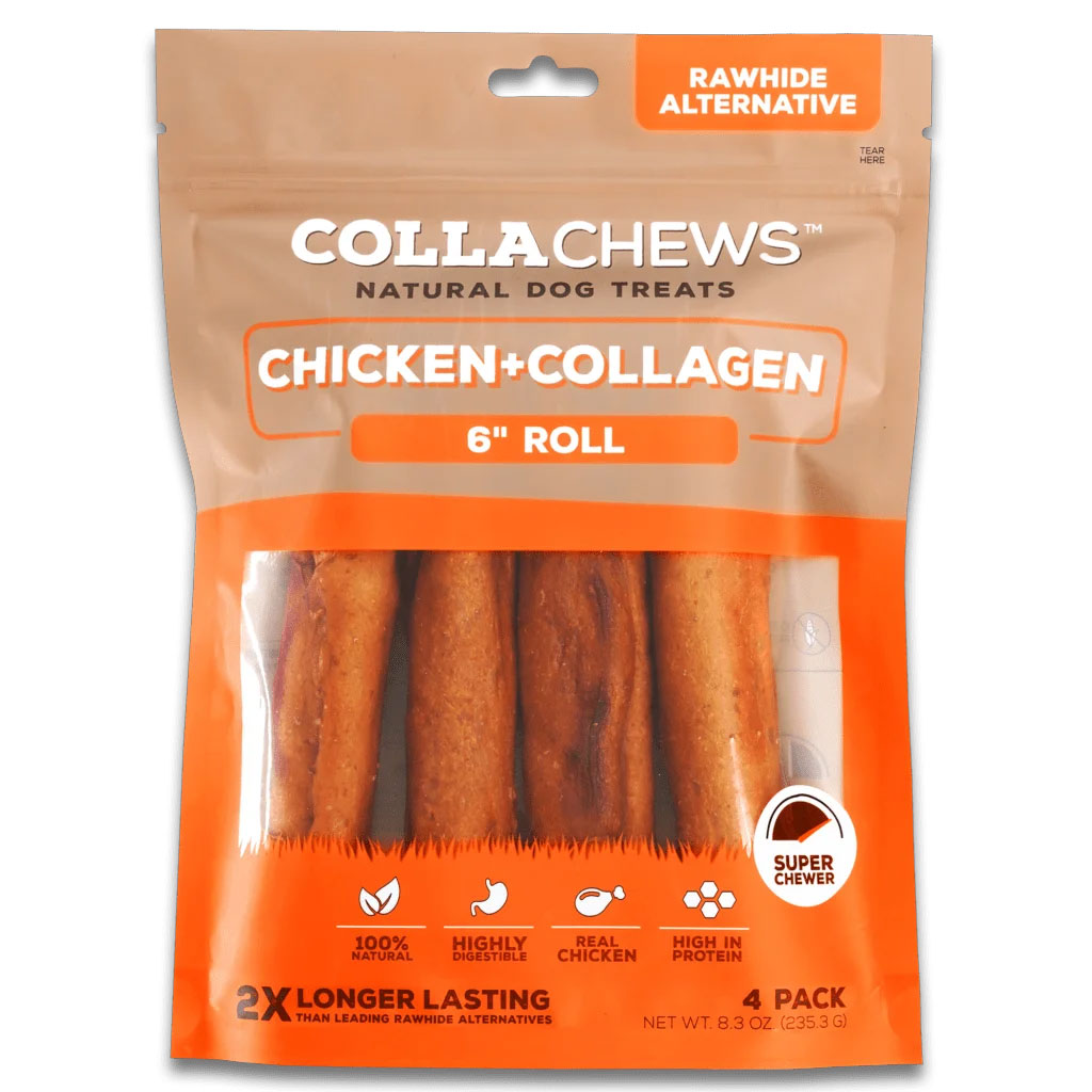 CollaChews Rolls Chicken & Collagen Natural Dog Treats, 6", 4-count