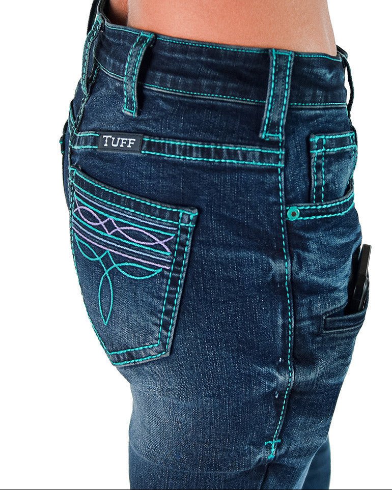 Colorful BootStitch Bootcut Jeans in Medium Wash by Cowgirl Tuff