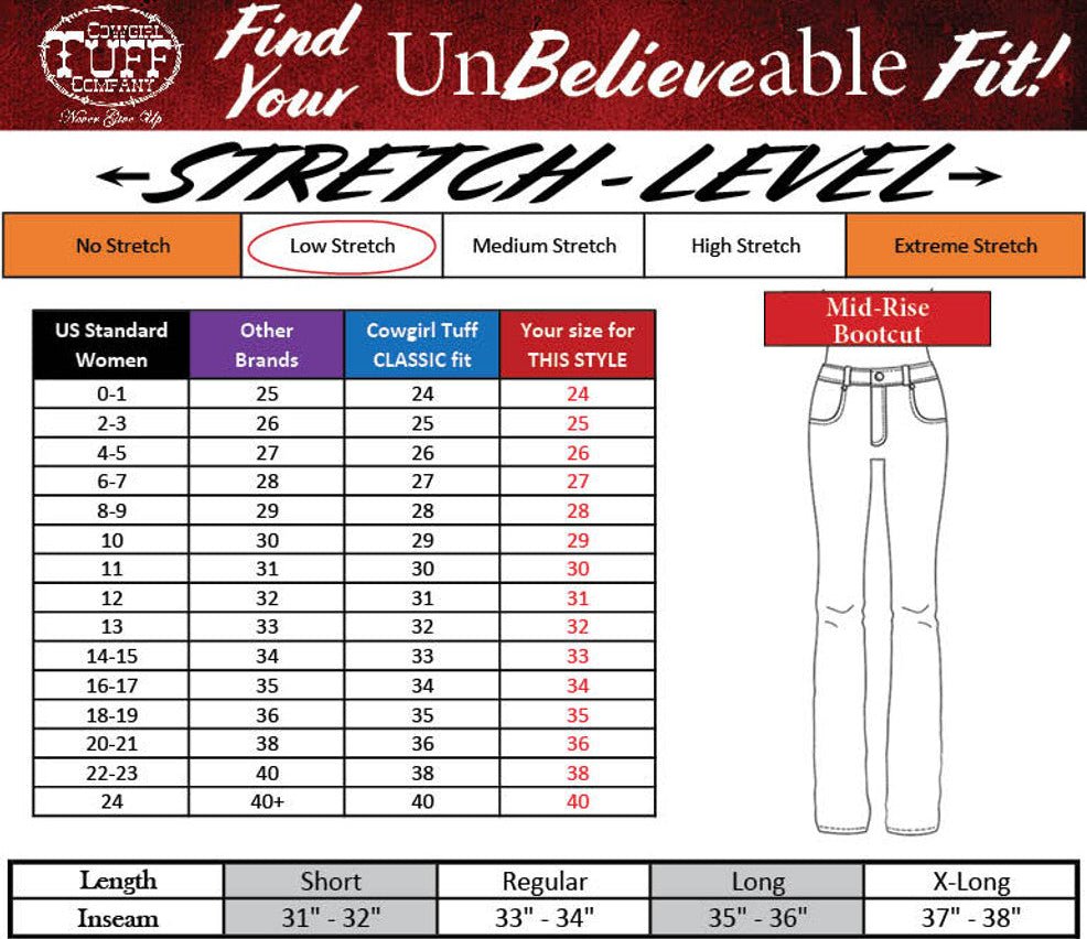 Cool N Edgy Mid-Rise Bootcut Jeans by Cowgirl Tuff