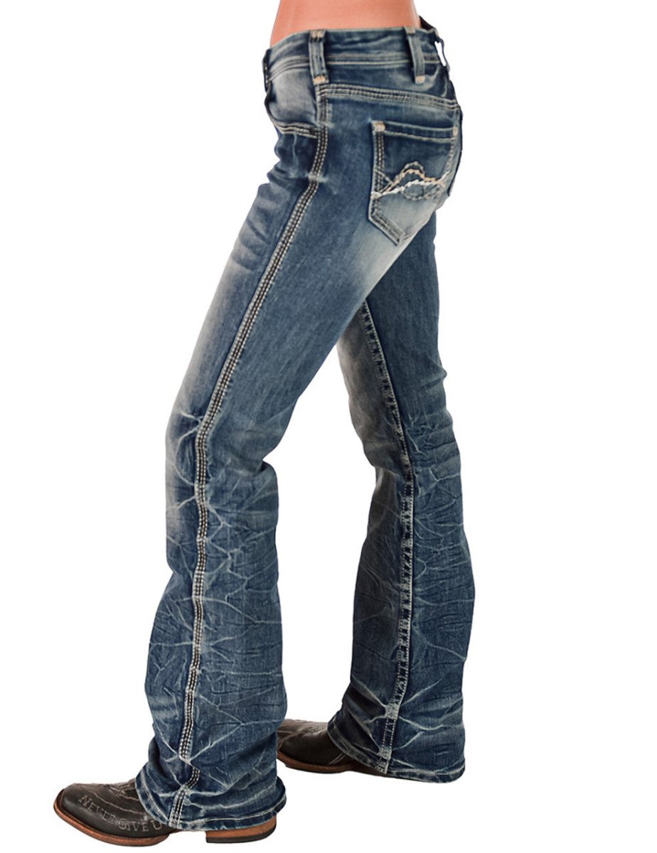 Cool N Edgy Mid-Rise Bootcut Jeans by Cowgirl Tuff