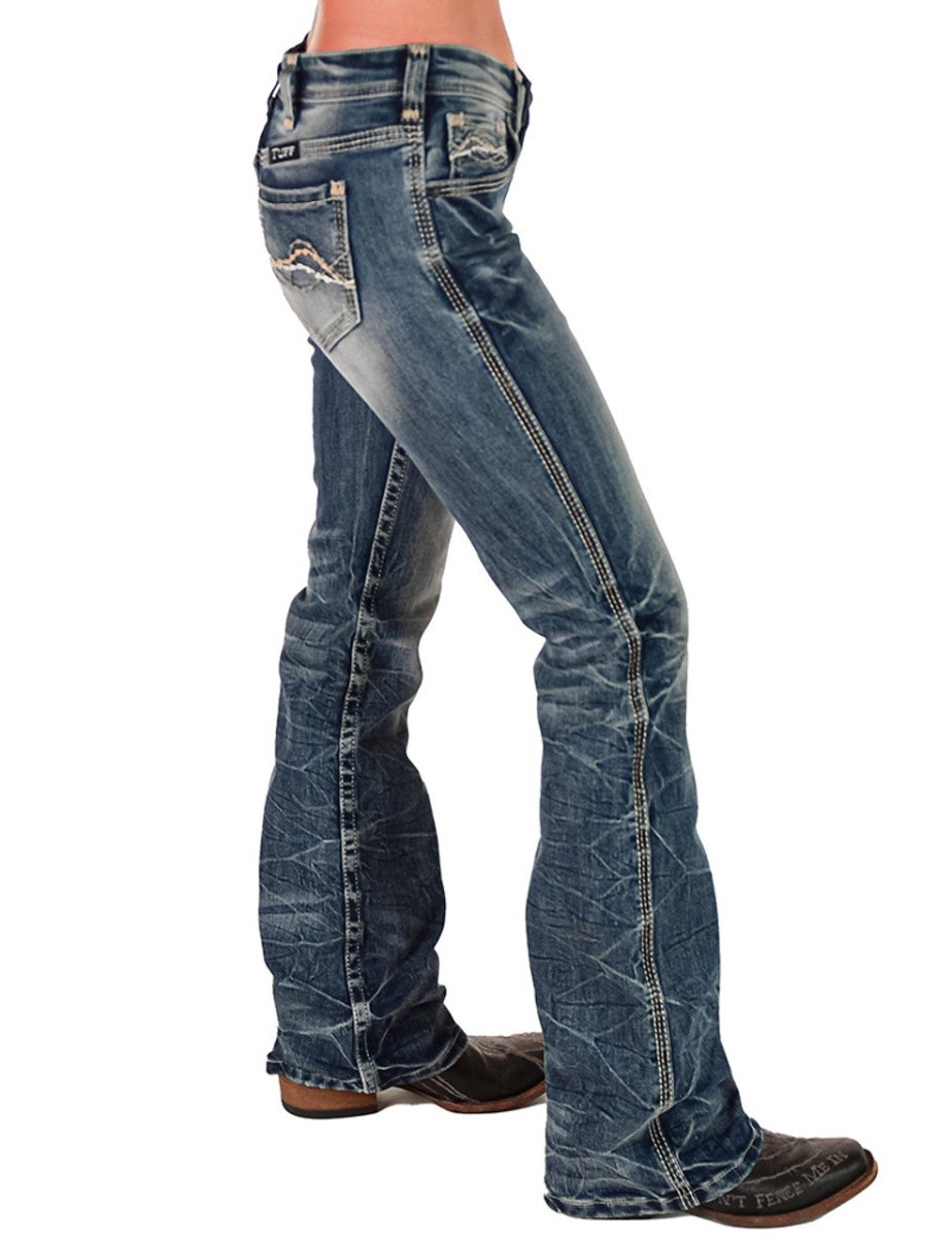 Cool N Edgy Mid-Rise Bootcut Jeans by Cowgirl Tuff