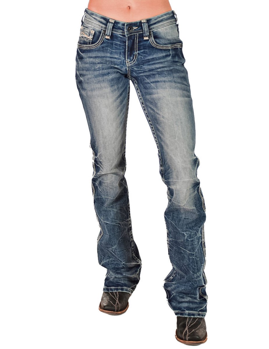 Cool N Edgy Mid-Rise Bootcut Jeans by Cowgirl Tuff