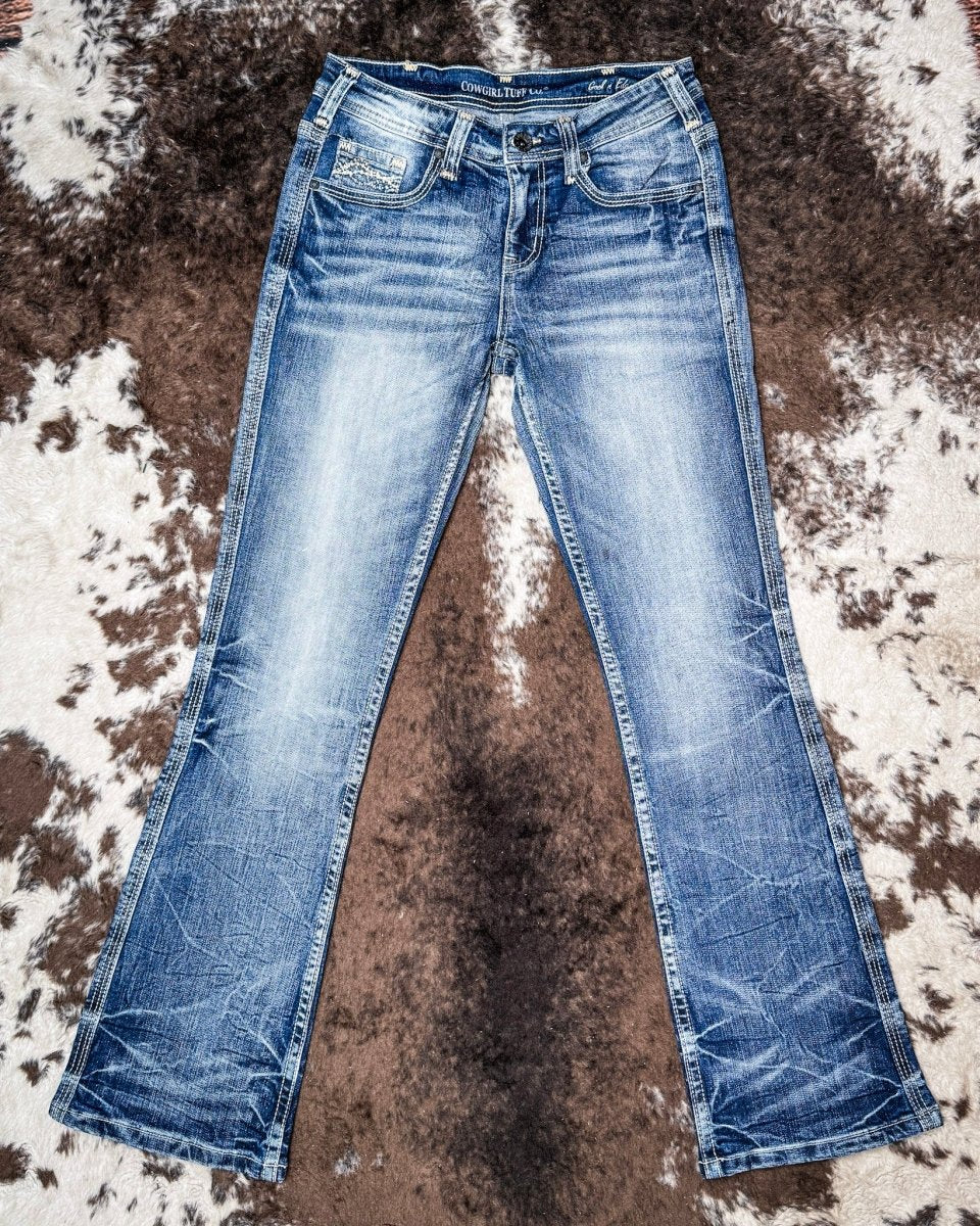 Cool N Edgy Mid-Rise Bootcut Jeans by Cowgirl Tuff