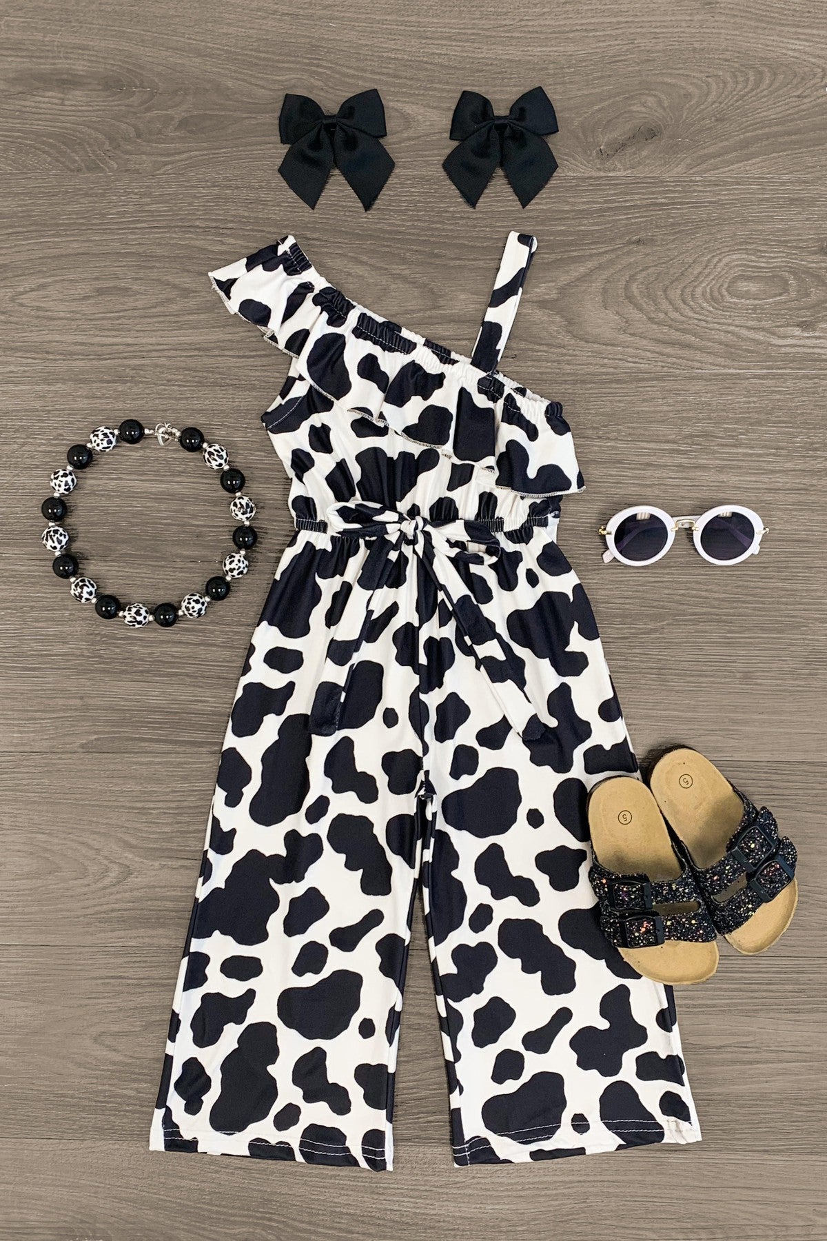 Cow Print One Shoulder Jumpsuit