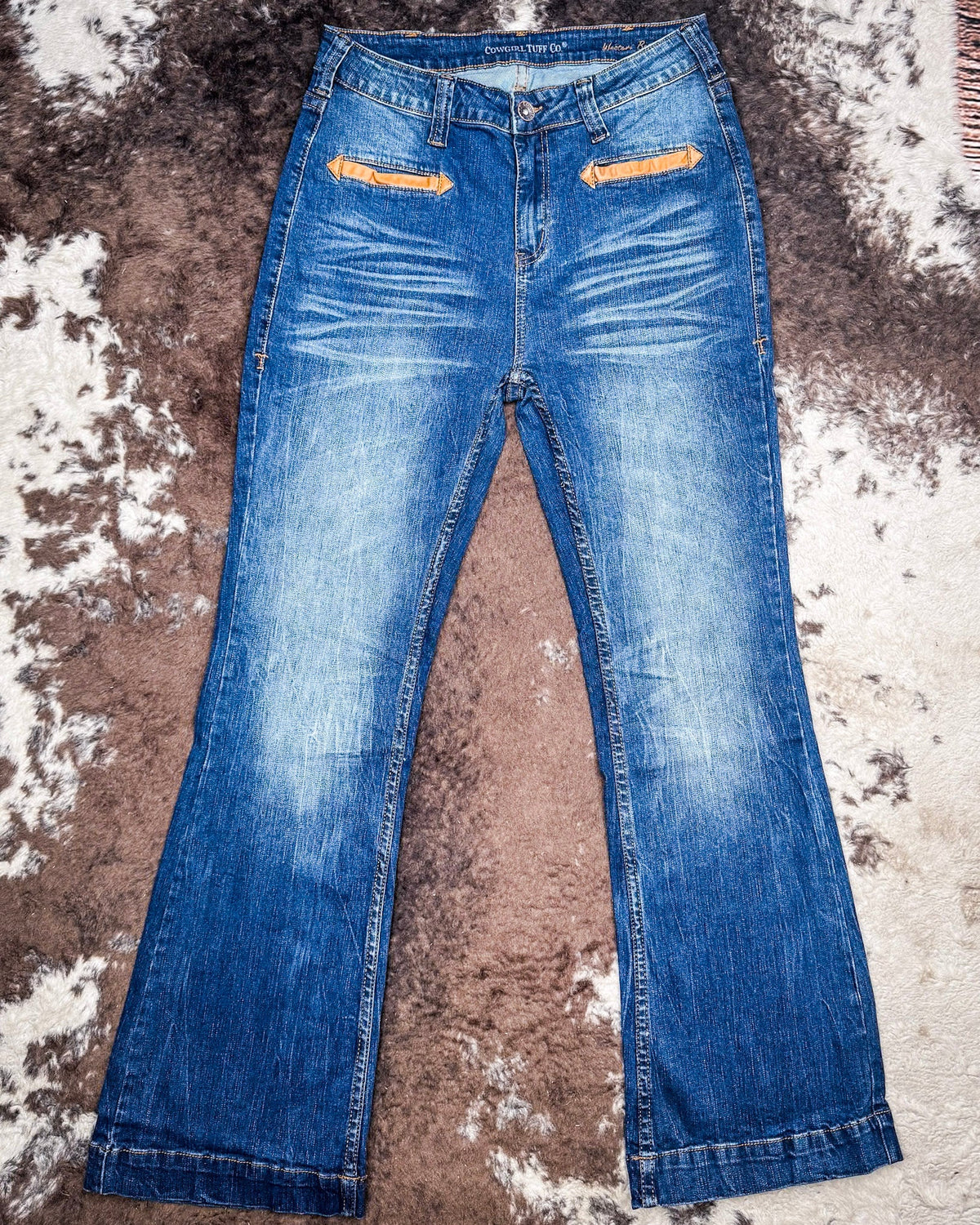 Western Boot Stitch High-Rise Trouser Jeans by Cowgirl Tuff