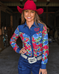 Cowgirl Tuff Denim Rose Pullover Button Up