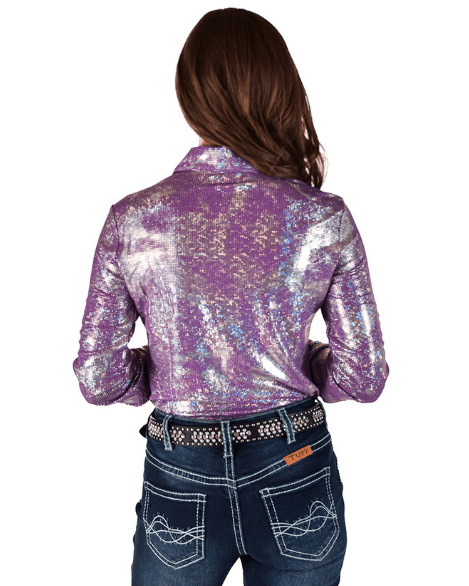 Cowgirl Tuff Lavender Glitz and Grit Pullover Button Up
