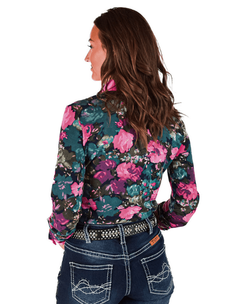 Cowgirl Tuff Pink Meadow Pullover Button Up