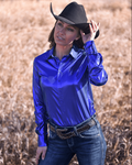 Cowgirl Tuff Sapphire Sky Pullover Button Up in Deep Blue